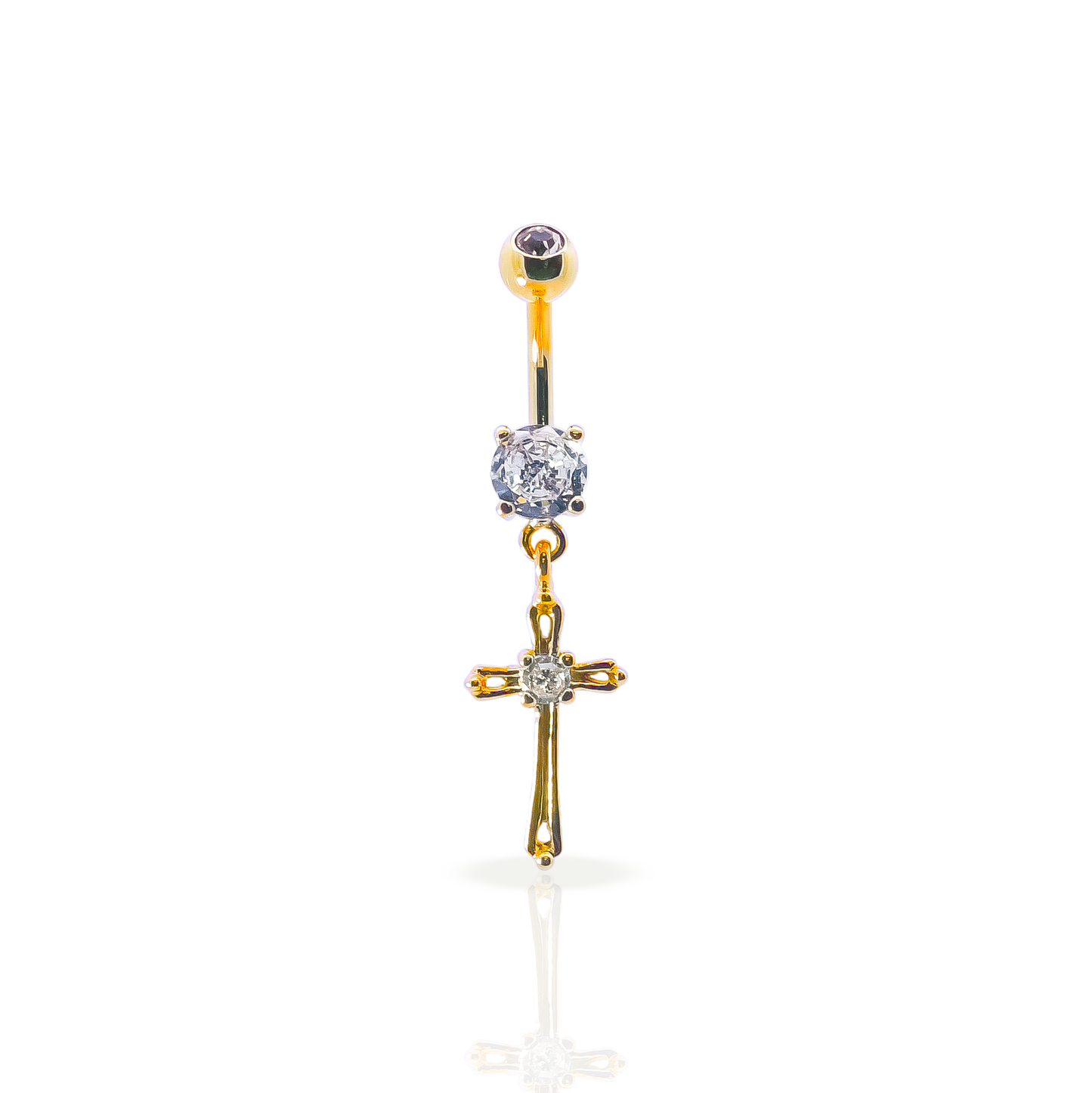 Cross Belly Button Dangle 14g - Gold PVD