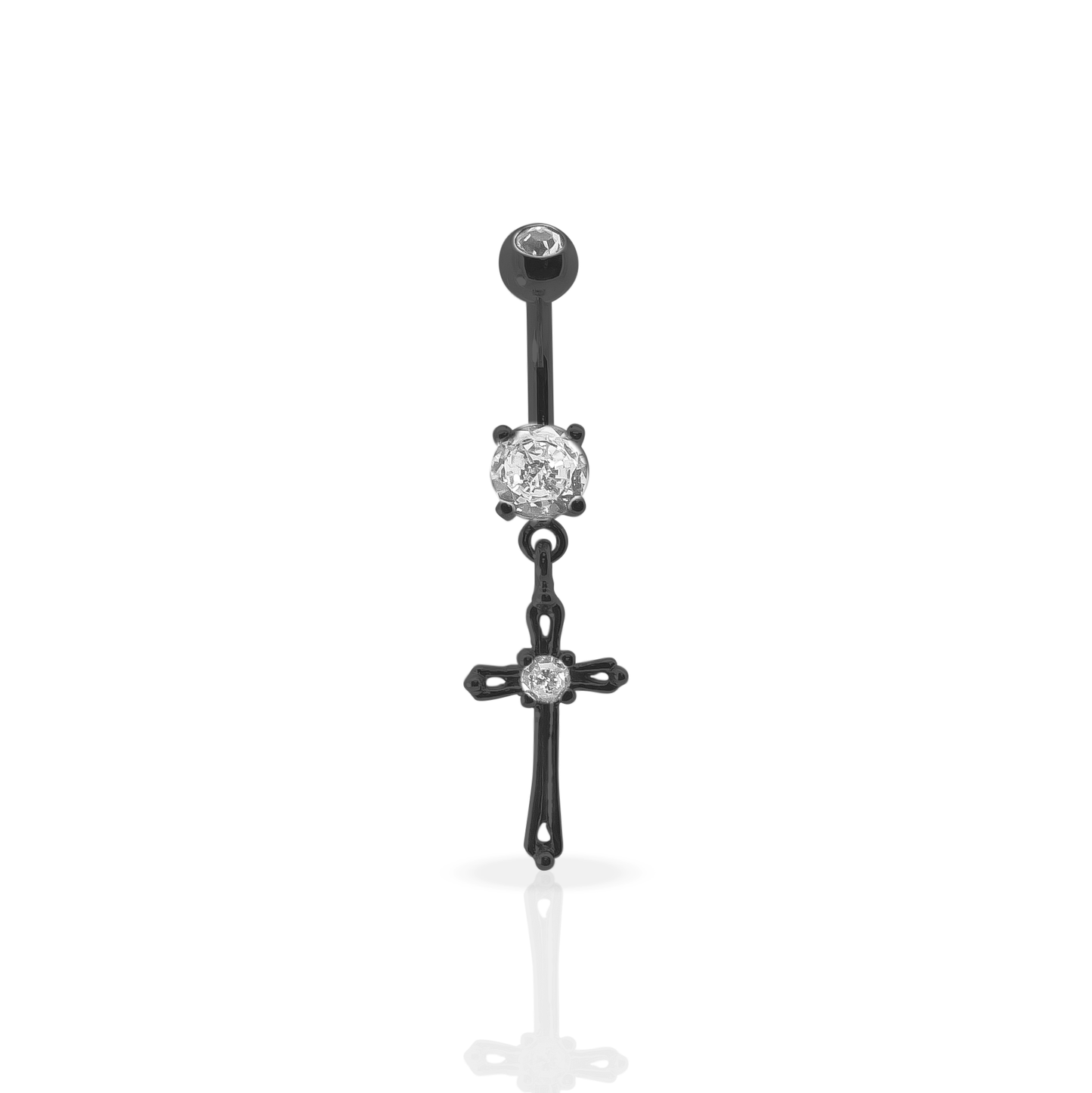 Cross Belly Button Dangle 14g - Blackline
