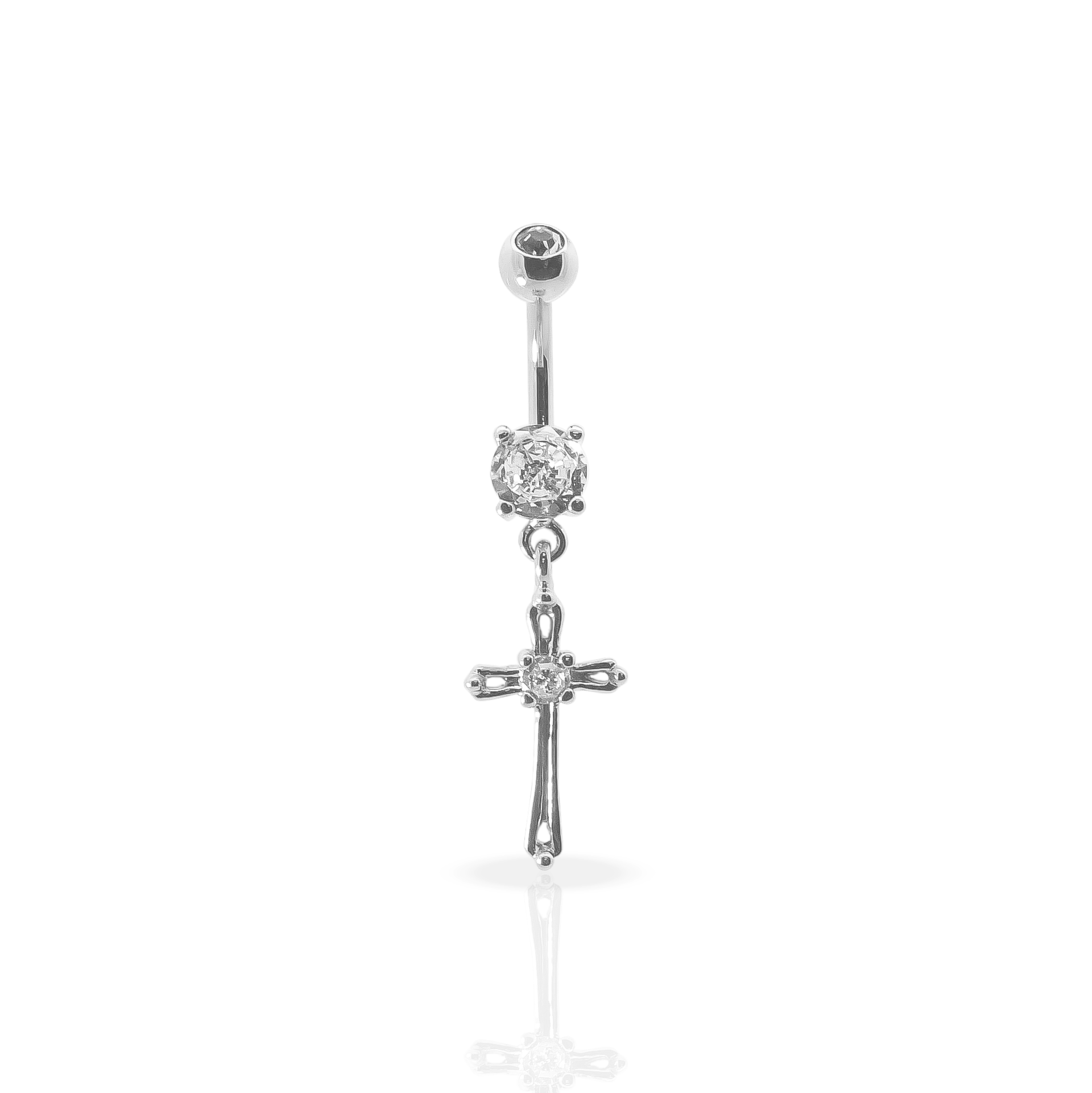 Cross Belly Button Dangle 14g - Surgical Steel