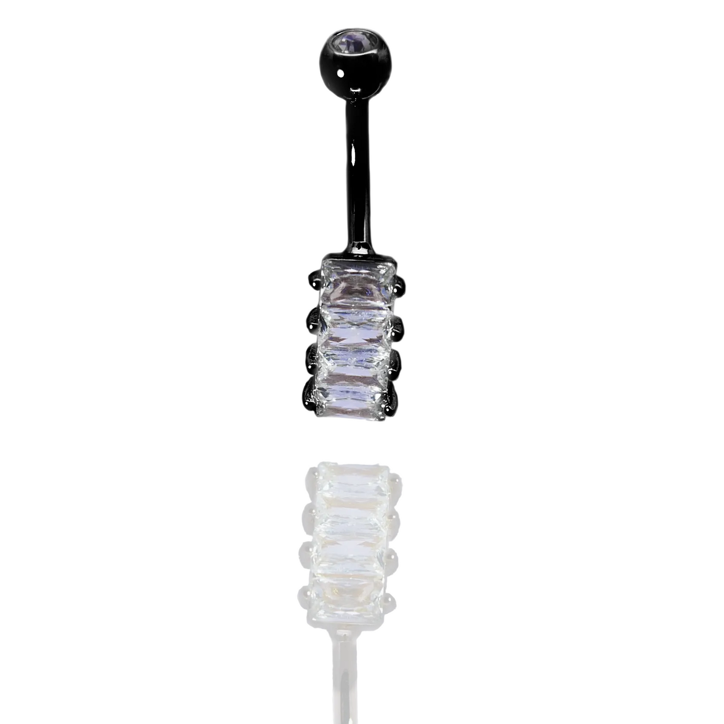 Square Glam Belly Button Ring 14g- Blackline