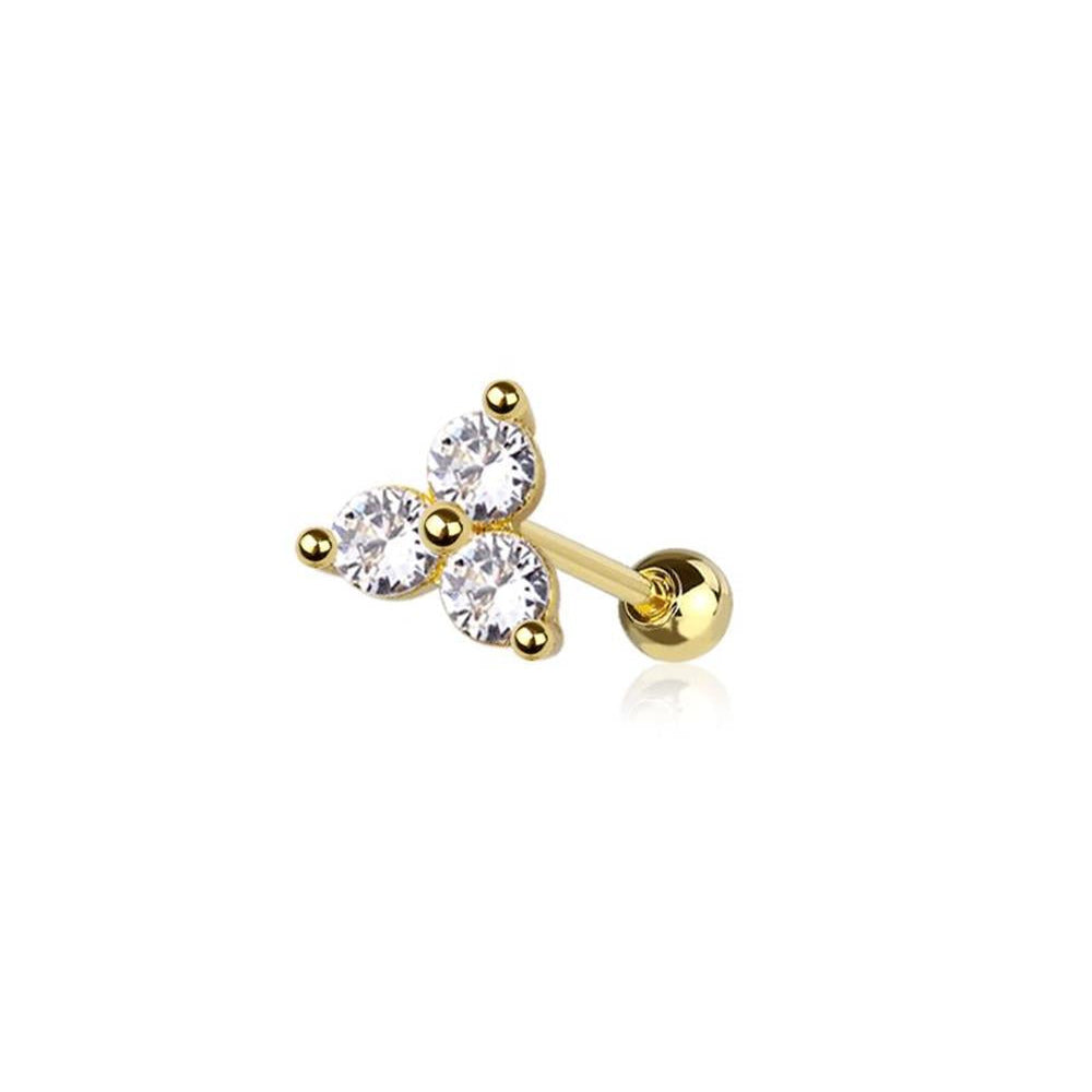 Triple Claw-Set Crystal Ball Back 16g