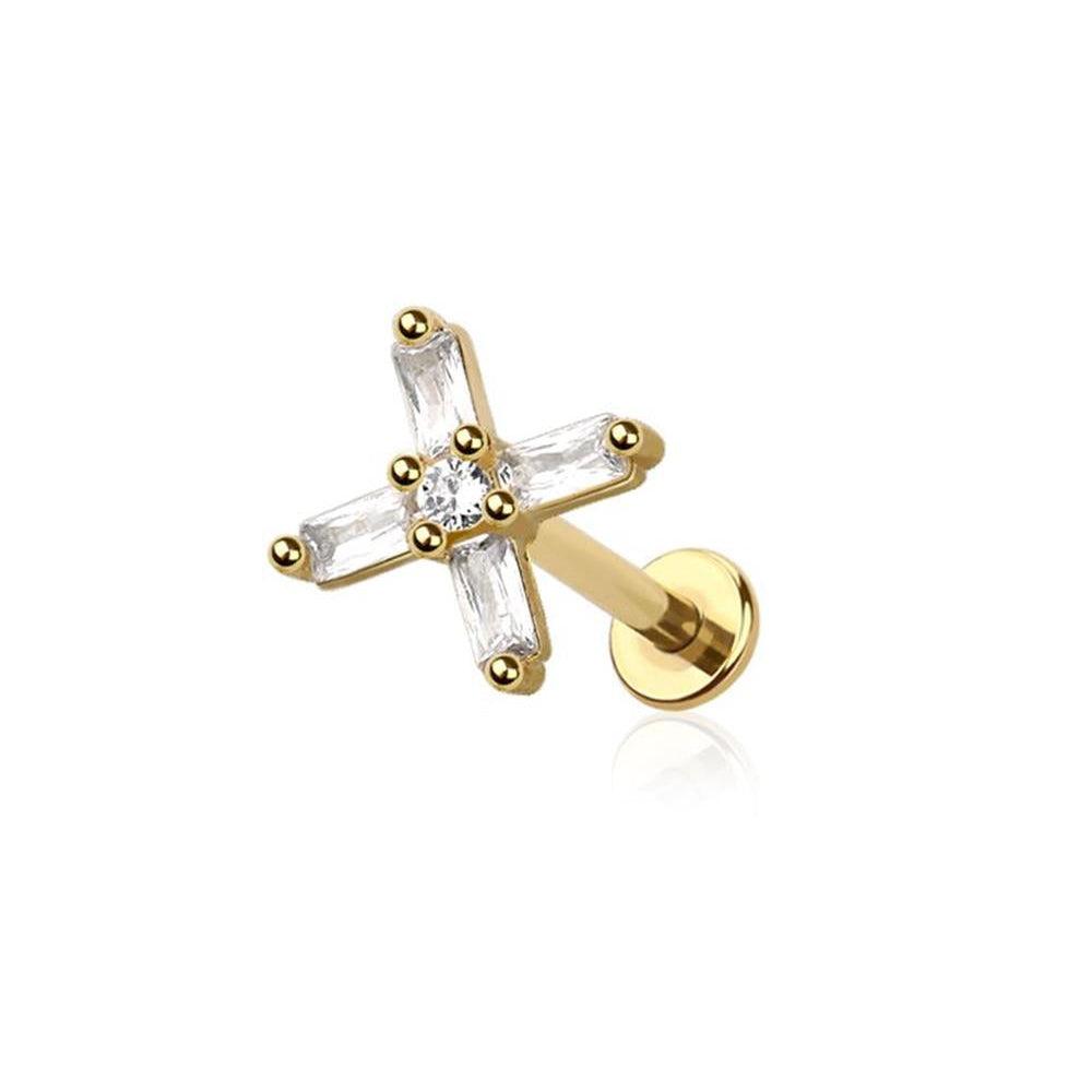 Premium Baguette-Cut Cross Flat Back 16g