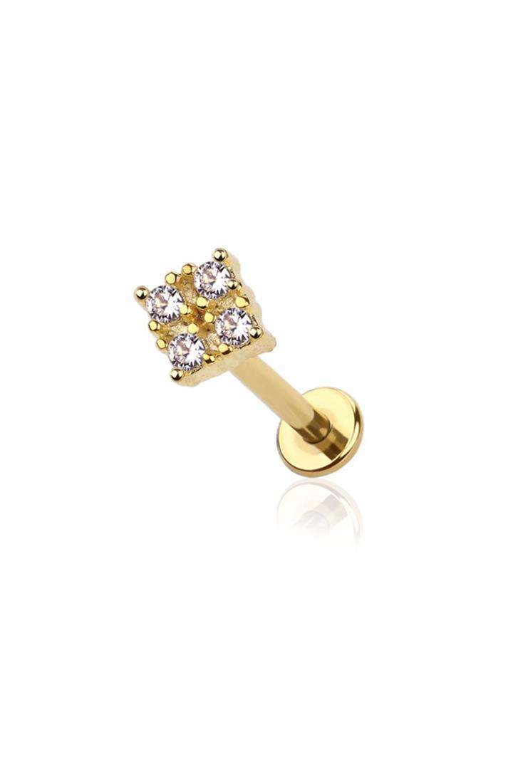 PREMIUM Crystal Square Labret 16G