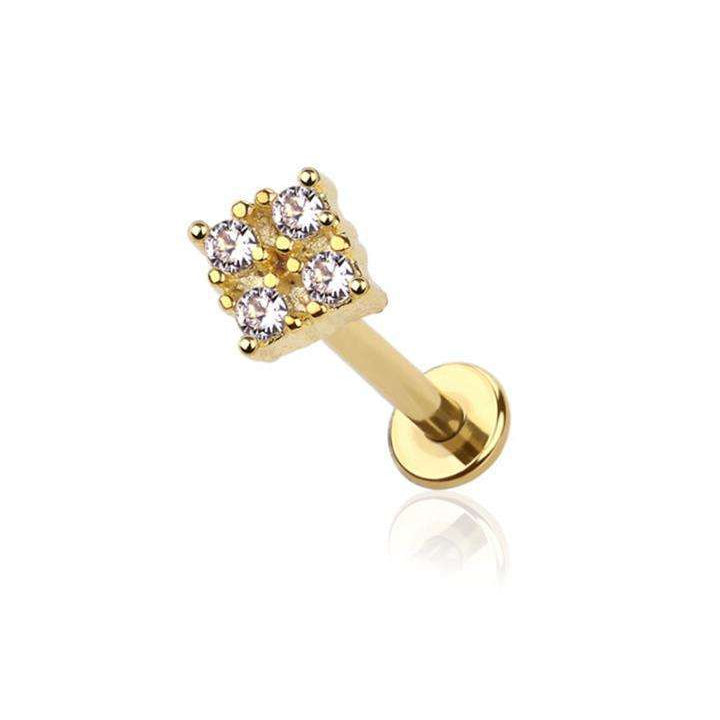 PREMIUM Crystal Square Labret 16G
