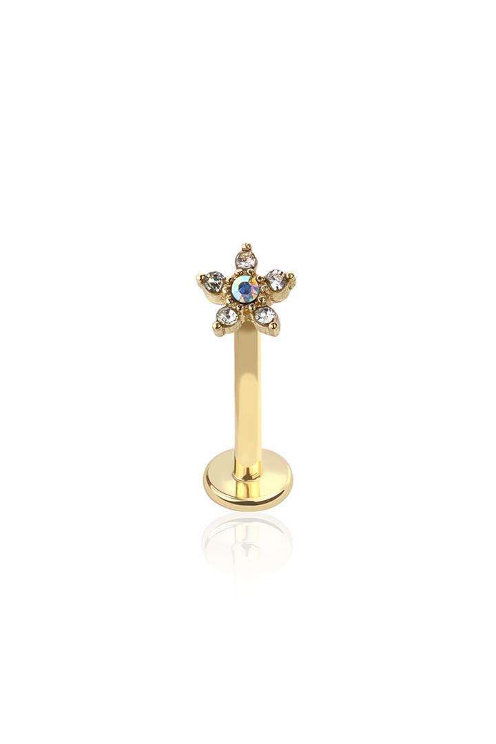 PREMIUM Crystal Flower Labret 16G