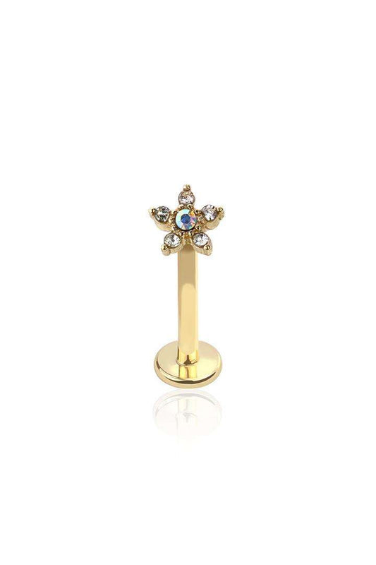 PREMIUM Crystal Flower Labret 16G