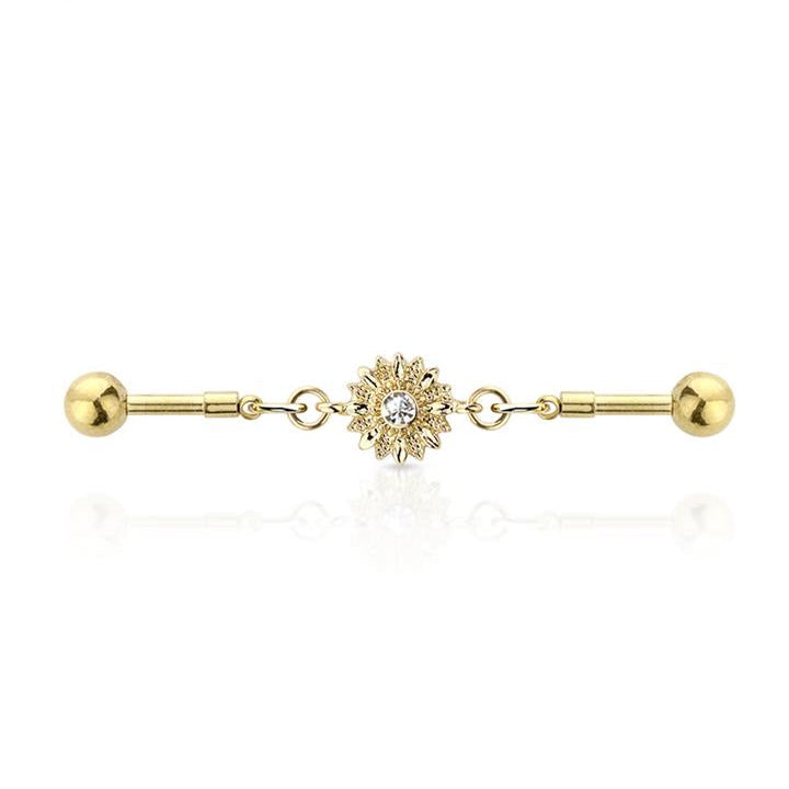 Blooming Flower Chain Industrial Barbell 14g