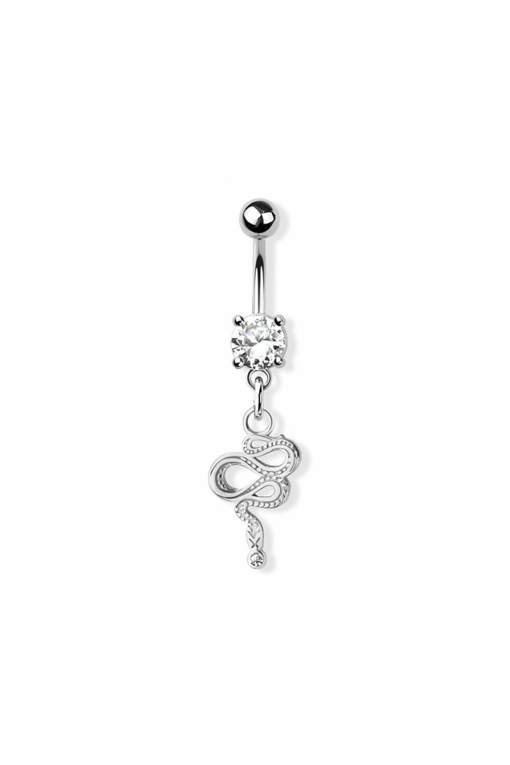 PREMIUM Claw-Set Crystal Snake Navel Dangle 14g