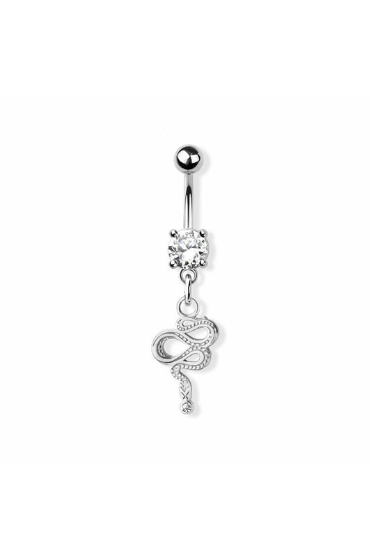 Premium Claw-Set Crystal Snake Navel Dangle 14g