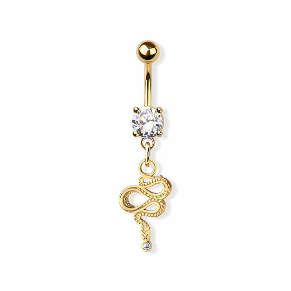 Claw-Set Crystal Snake Navel Dangle 14g