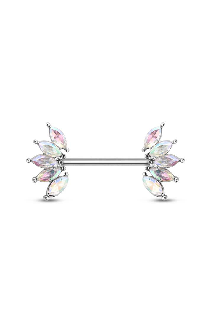 Royal Curve Crystal Nipple Barbell 14g