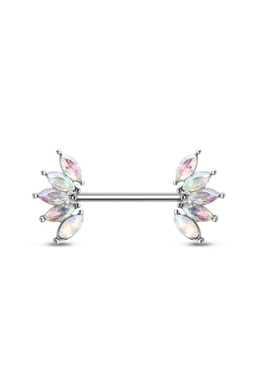 Royal Curve Crystal Nipple Barbell 14g