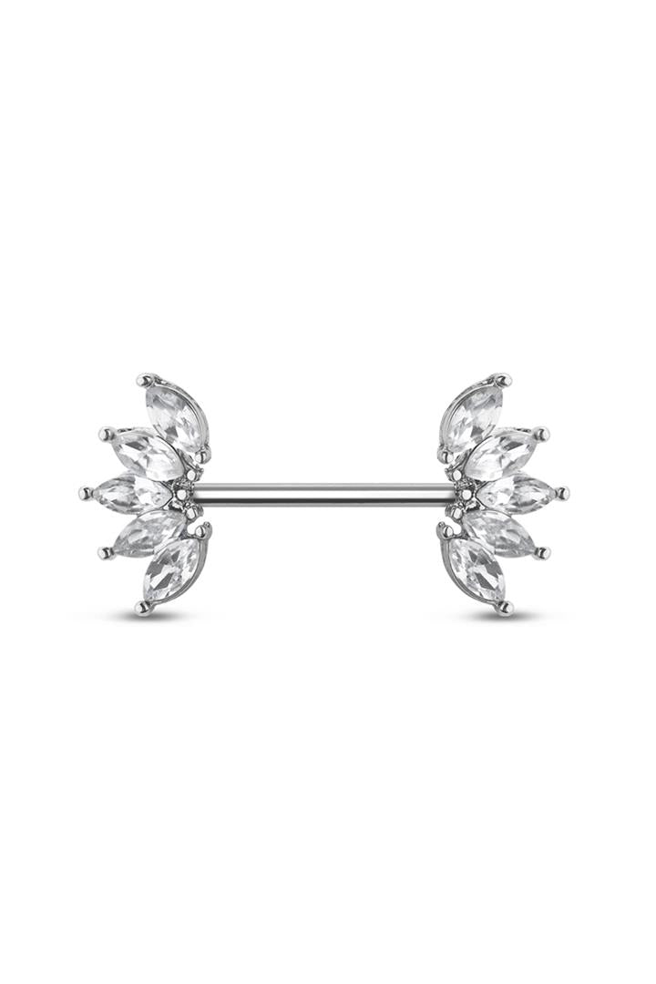Royal Curve Crystal Nipple Barbell 14g
