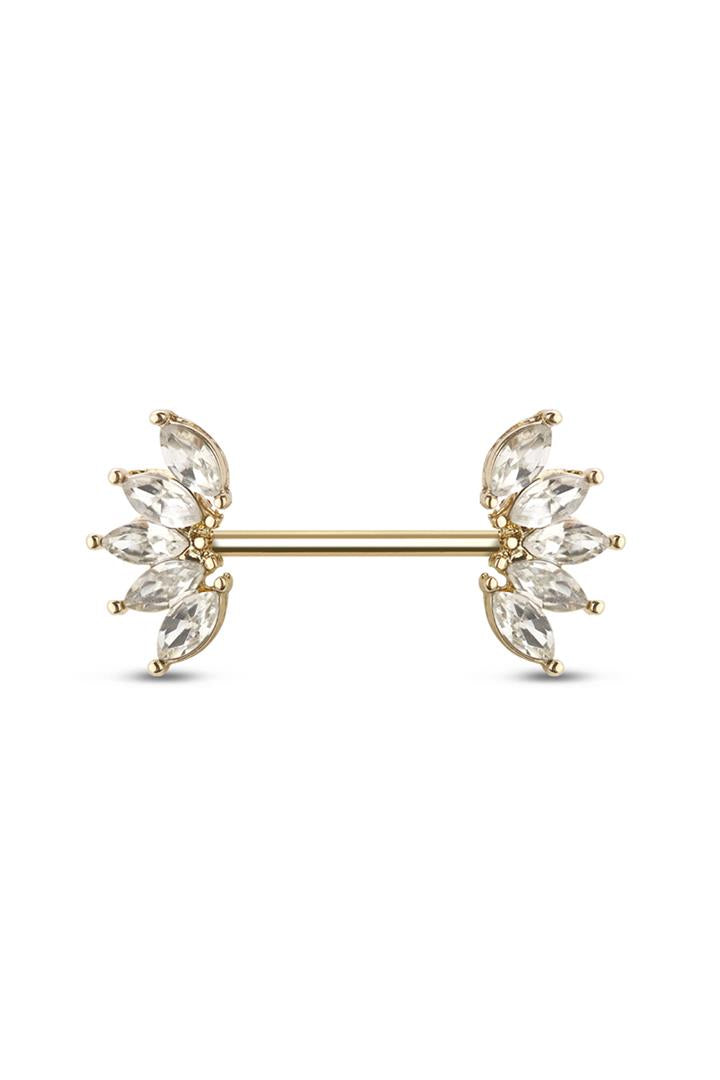 Royal Curve Crystal Nipple Barbell 14g
