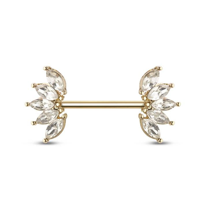 Royal Curve Crystal Nipple Barbell 14g