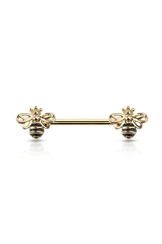 Royal Bumblebee Crown Nipple Barbell 14g