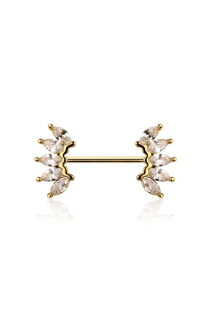 Crown Wave Nipple Barbell 14g