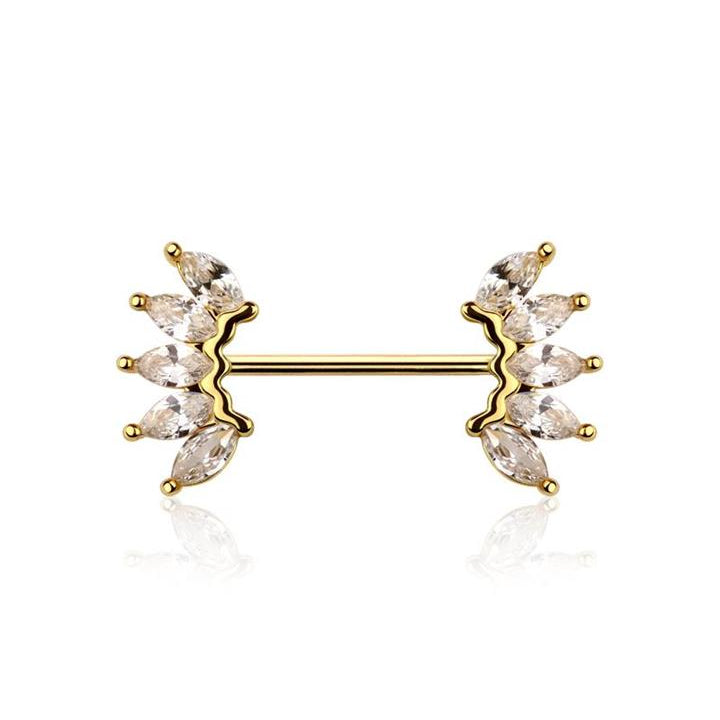 Crown Wave Nipple Barbell 14g