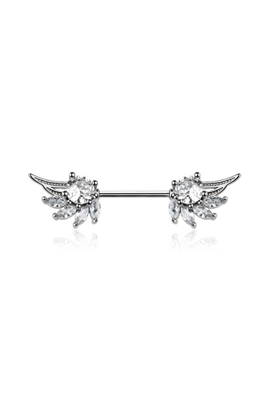 Embellished Crystal Angel Wings Nipple Barbell 14g