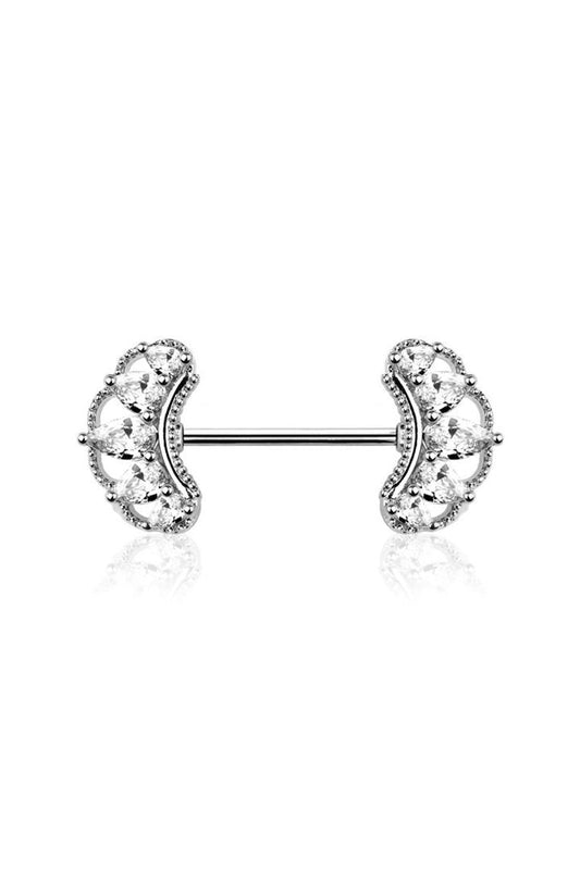 Luxury Royal Puff Crown Nipple Barbell 14g