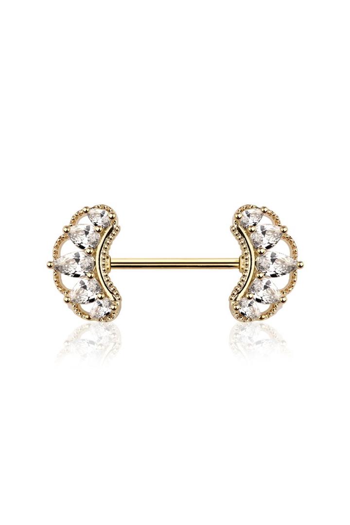 Luxury Royal Puff Crown Nipple Barbell 14g