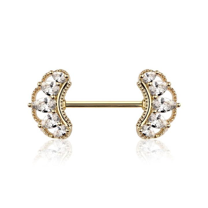 Luxury Royal Puff Crown Nipple Barbell 14g