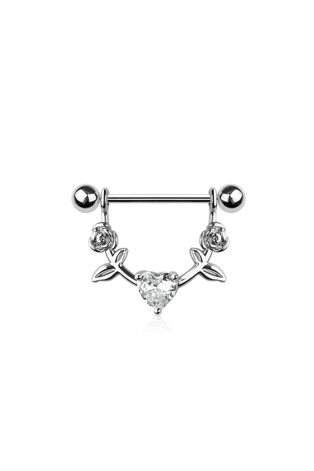 Hearts N' Roses Crystal Nipple Shield 14g