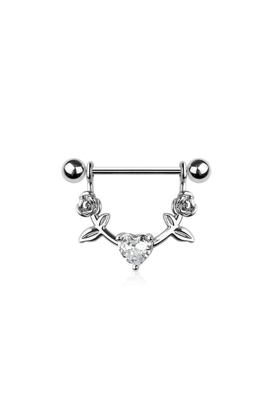 Hearts N' Roses Crystal Nipple Shield 14g