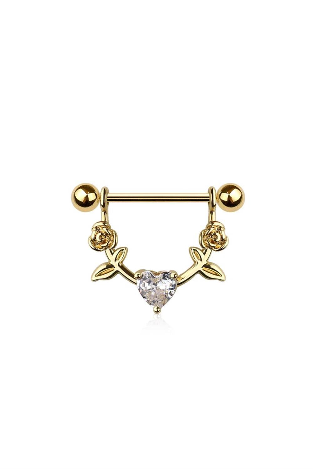 Hearts N' Roses Crystal Nipple Shield 14g
