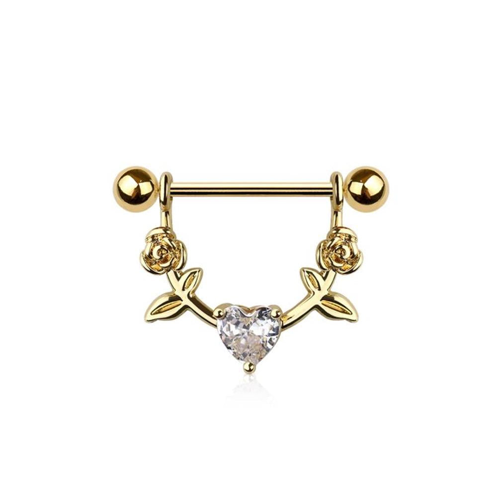 Hearts N' Roses Crystal Nipple Shield 14g