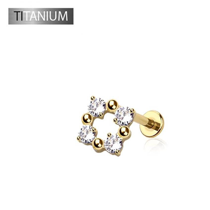 Premium G23 Titanium Clover Claw-Set Flat Back 16g