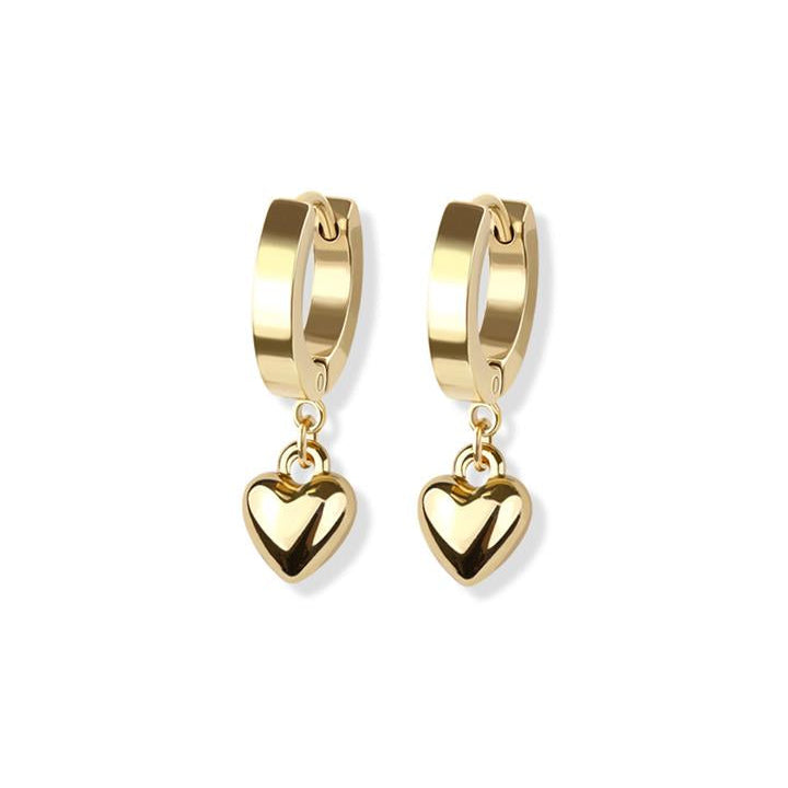 Puffy Hearts Dangle Cuff Earrings