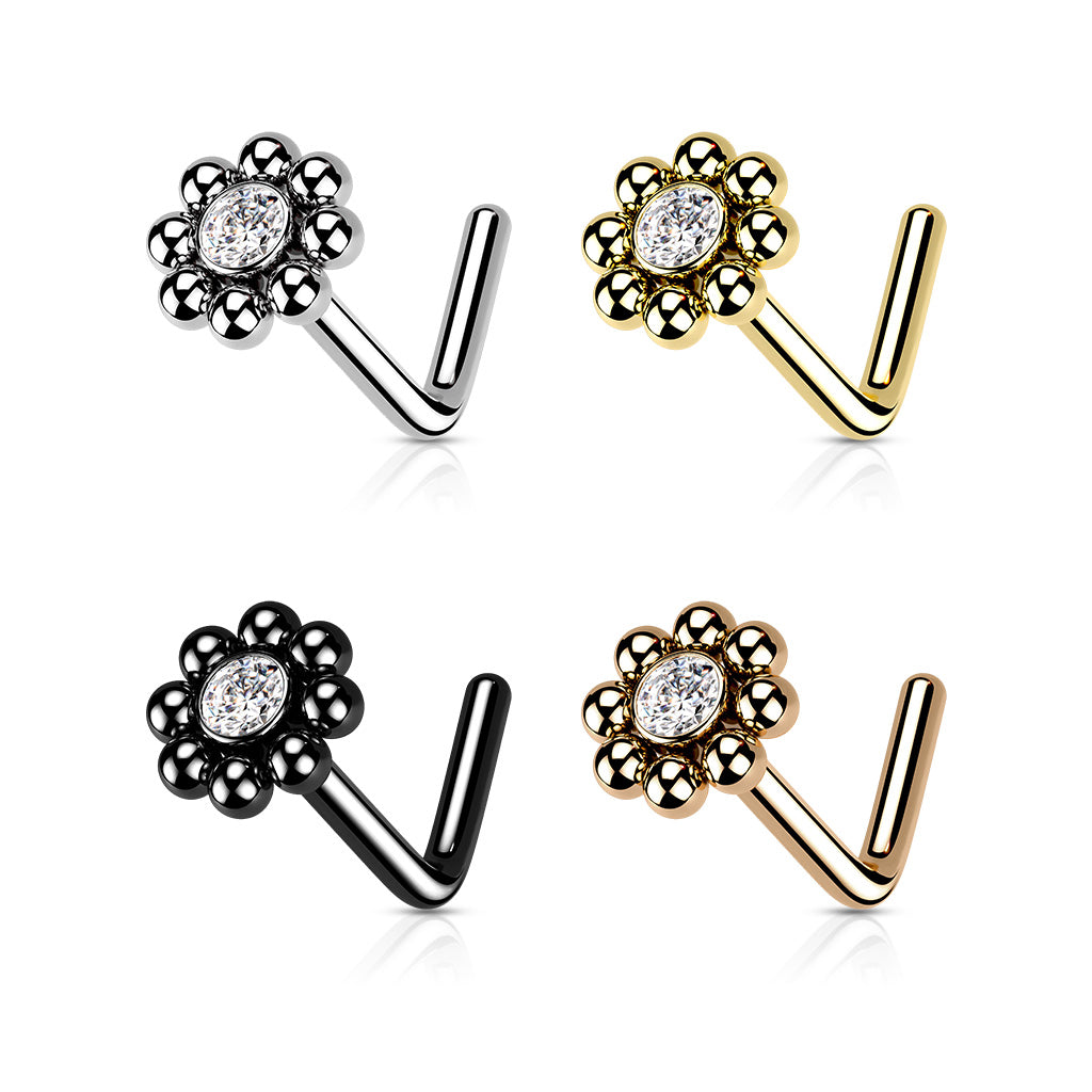 20g SS or PVD Bezel-Set nose pin with Austrian Crystal and fine dotwork (2)
