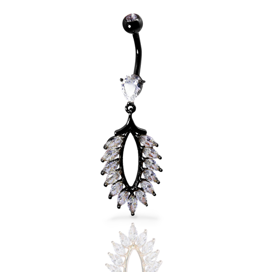 Vintage Glam Belly Button Ring 14g-blackline