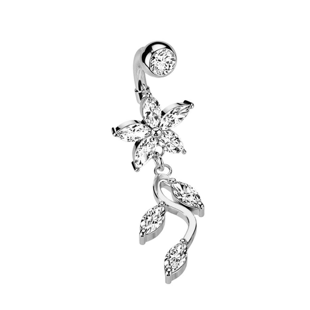 Trailing Floral Leaves Navel Dangle 14g