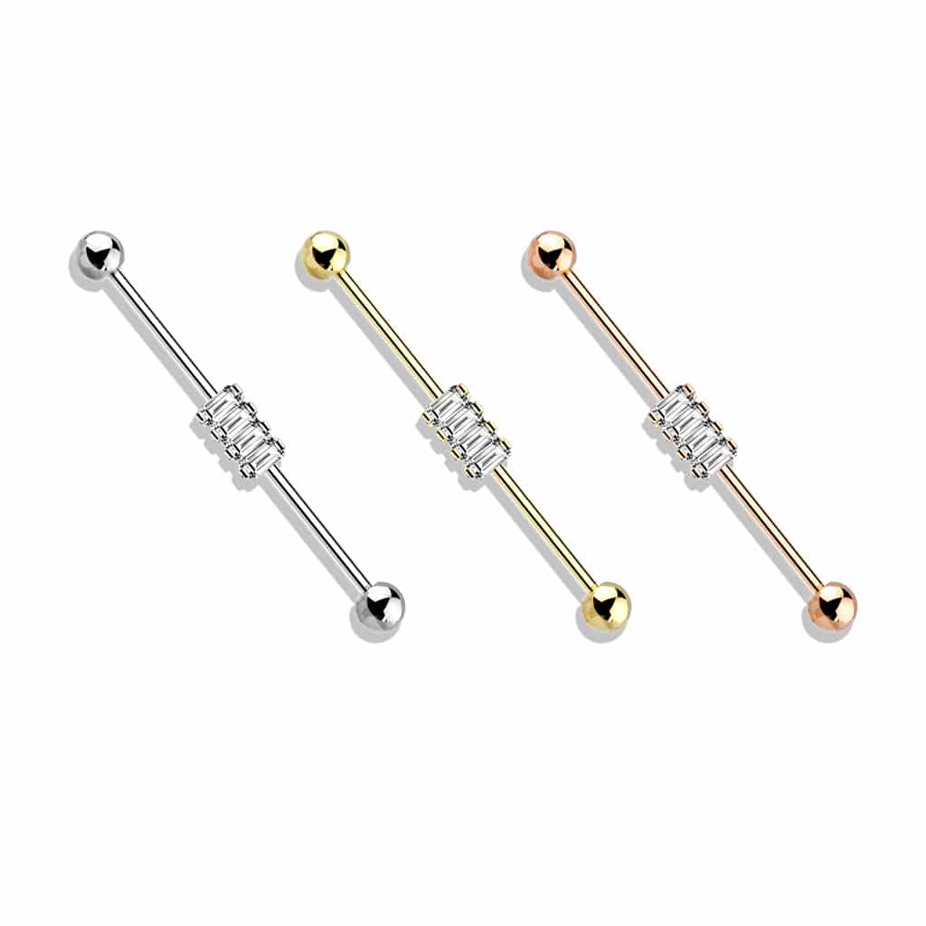 4 Claw-Set Crystals Industrial Barbell 14g (6)