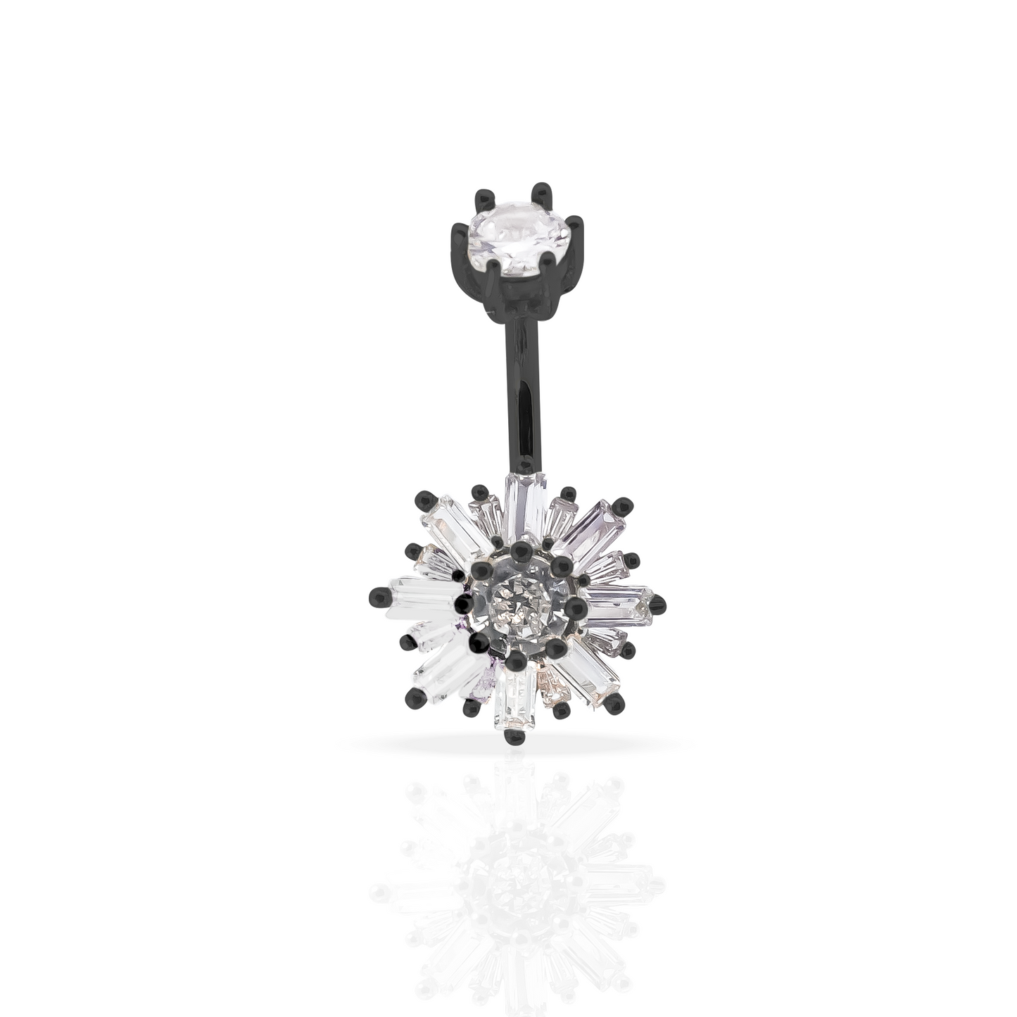 Fancy Flower Belly Button Ring 14g - Blackline