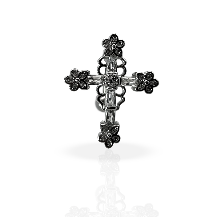Sparkling Cross Flower Inverted Belly Button Ring 14g - Surgical Steel