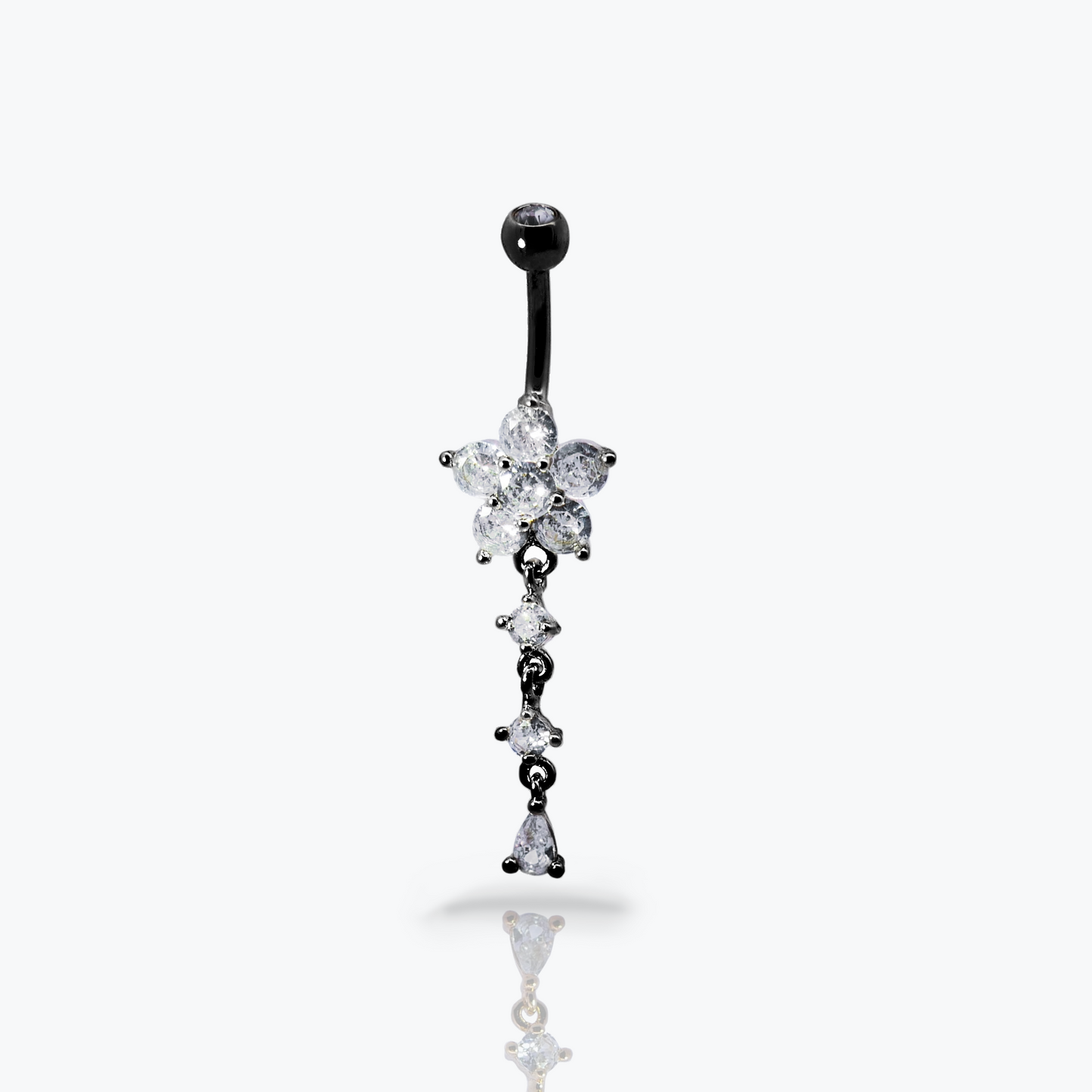 Enchanted Flower Dangle Belly Button Piercing 14g- Blackline
