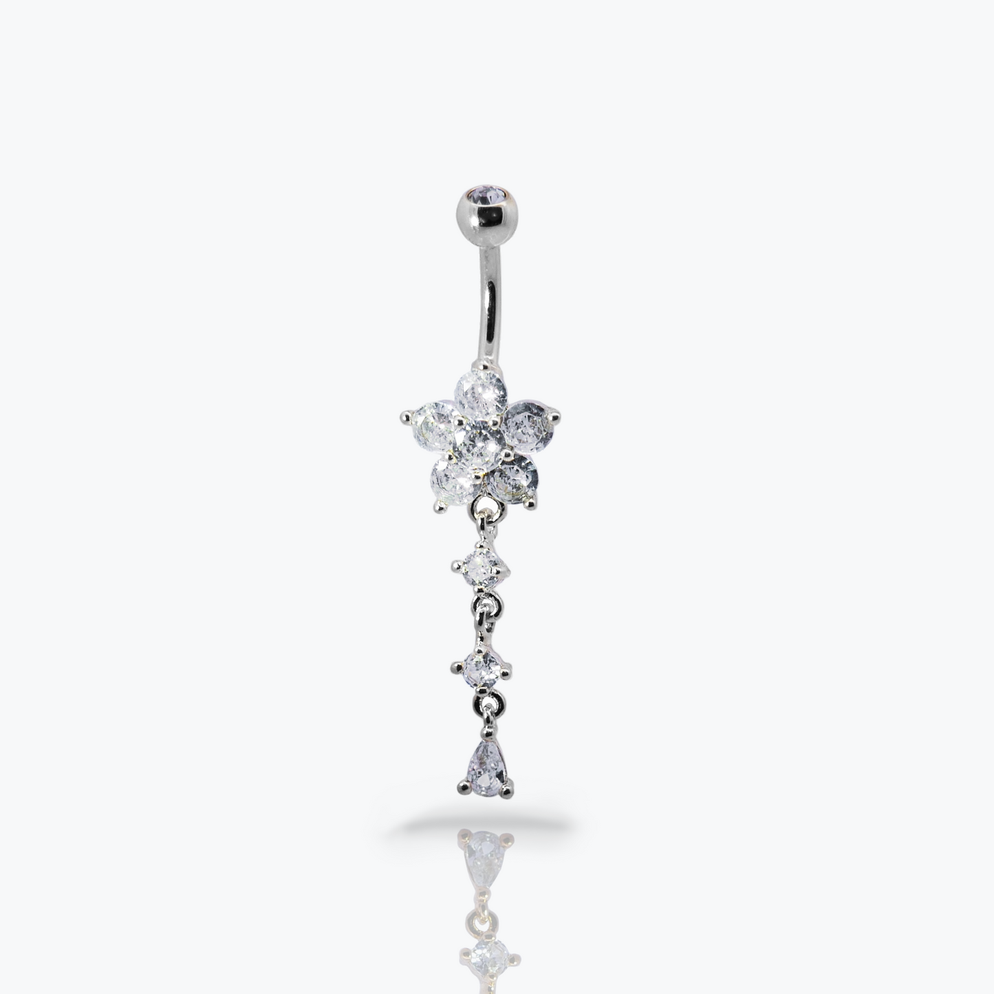 Enchanted Flower Dangle Belly Button Piercing 14g- Surgical Steel