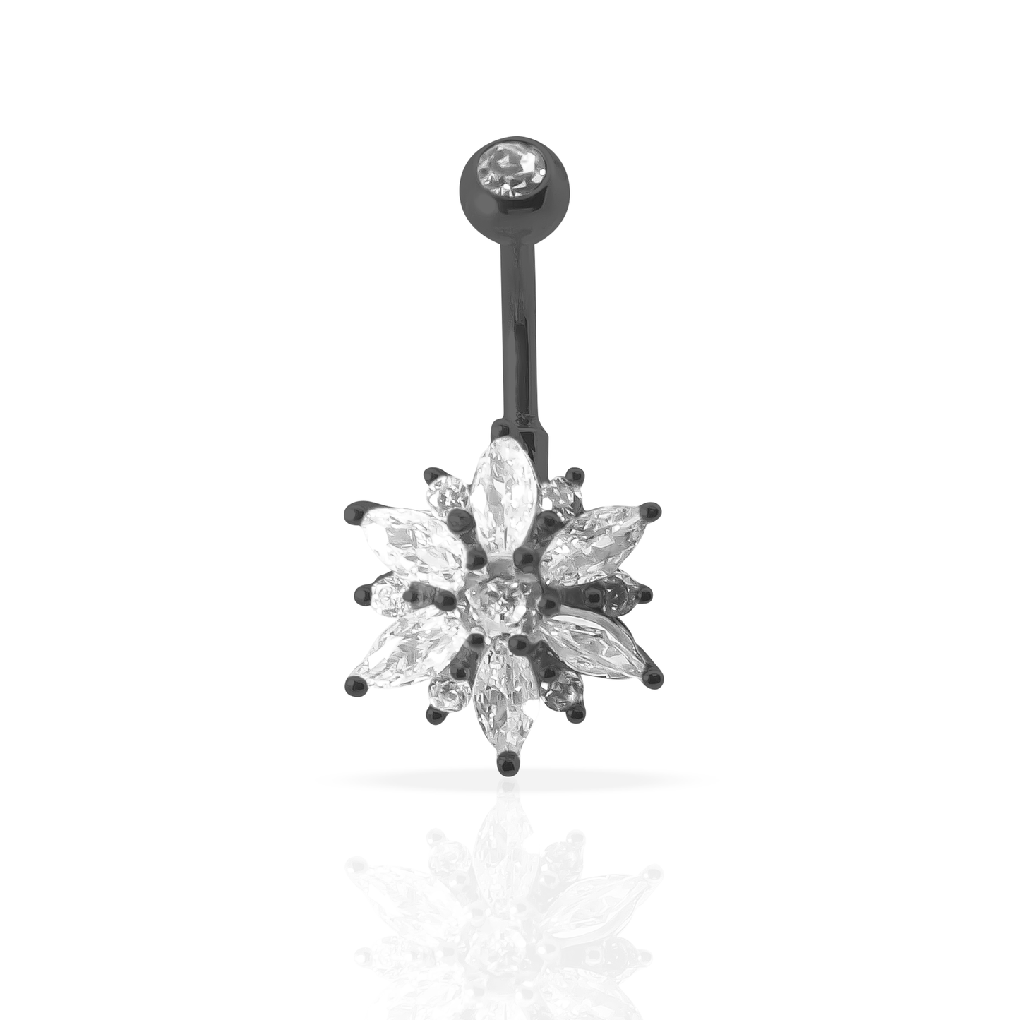 Fancy Power Flower Belly Button Ring 14g - Blackline