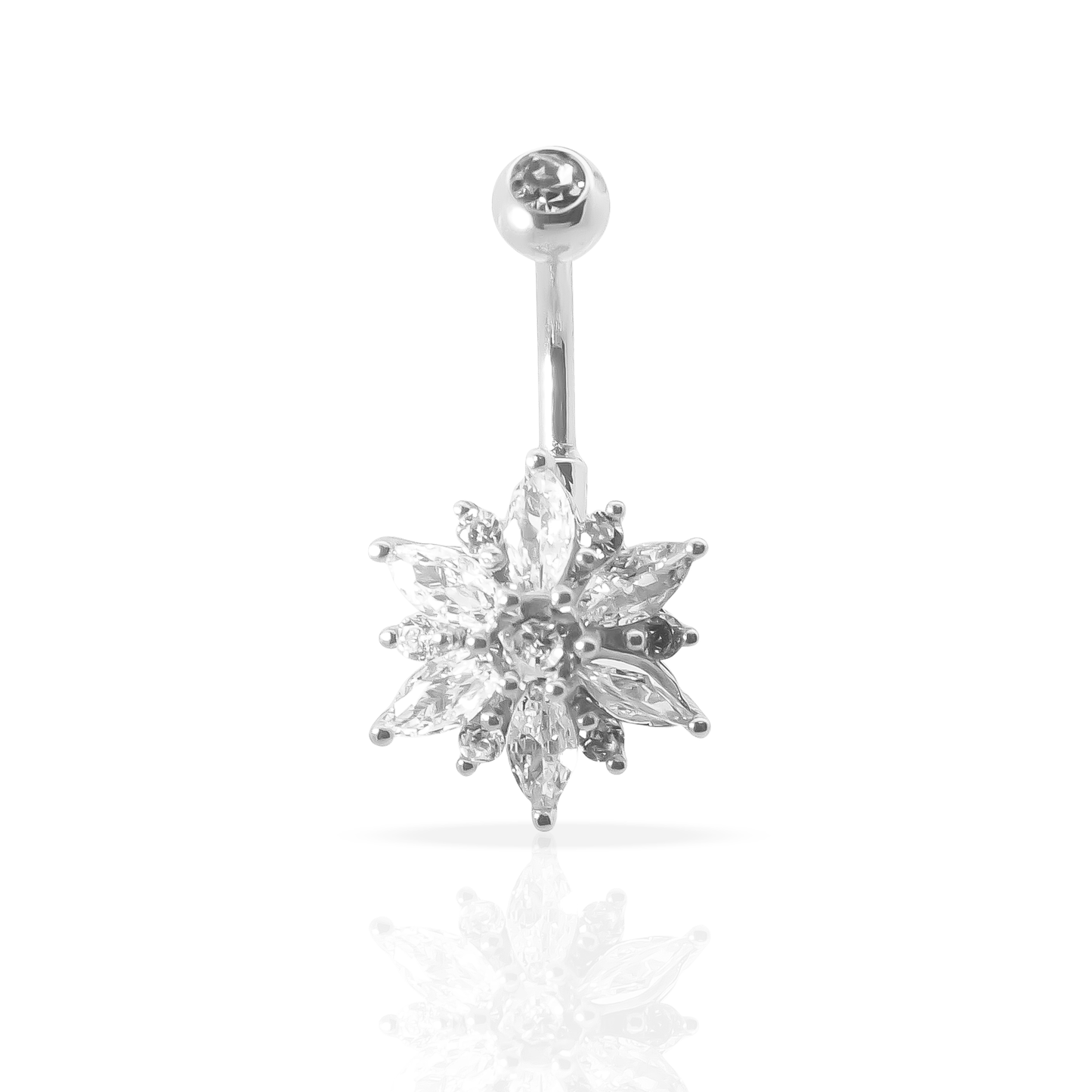 Fancy Power Flower Belly Button Ring 14g - Surgical Steel