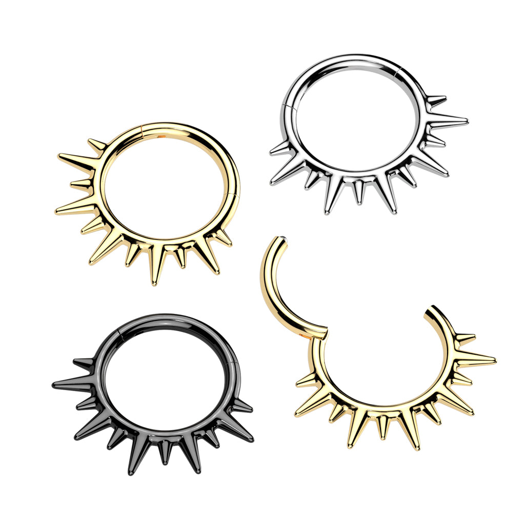 PREMIUM Alternating Spikes Hinged Segment Ring 16g