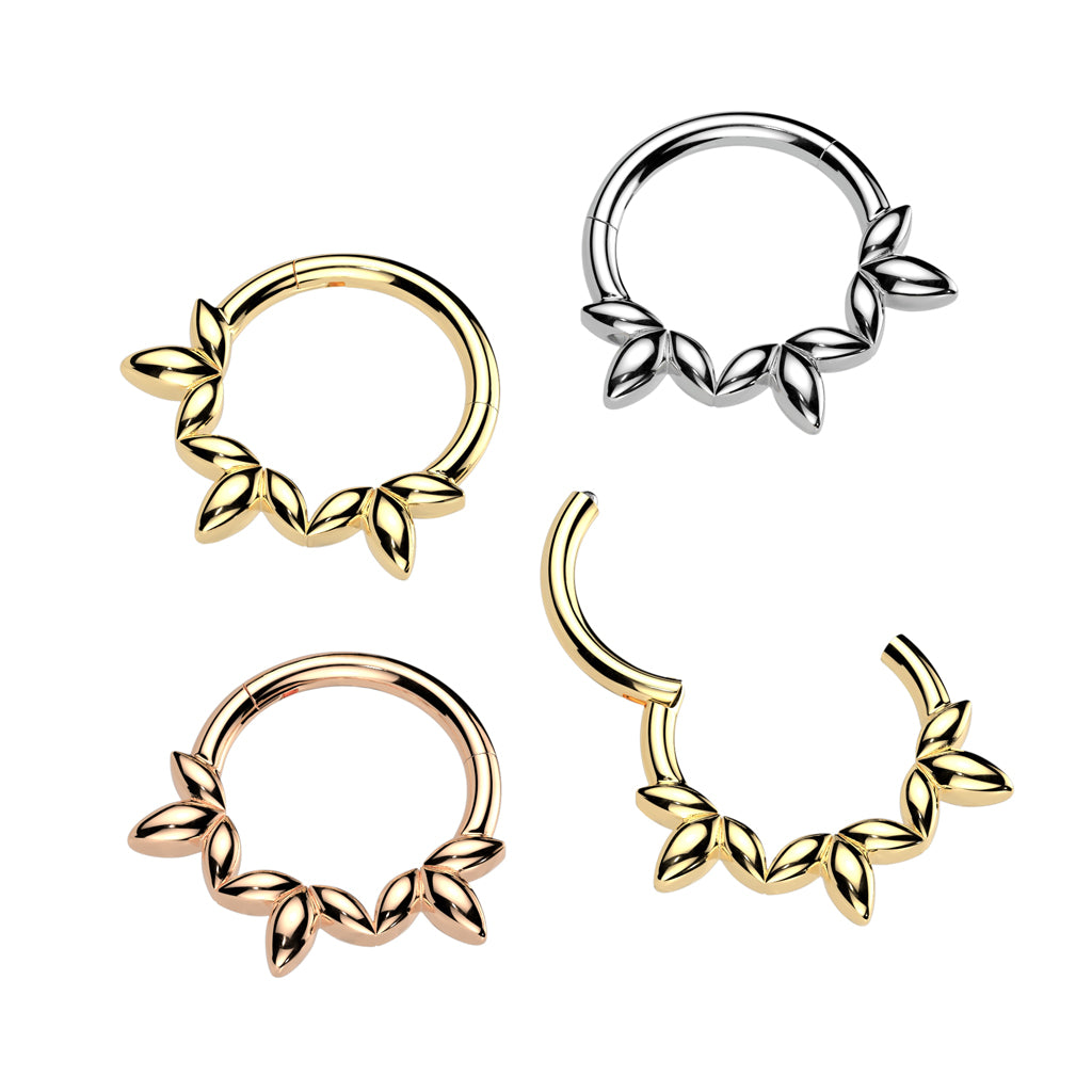 PREMIUM Marquise Leaf Hinged Segment Ring 16g