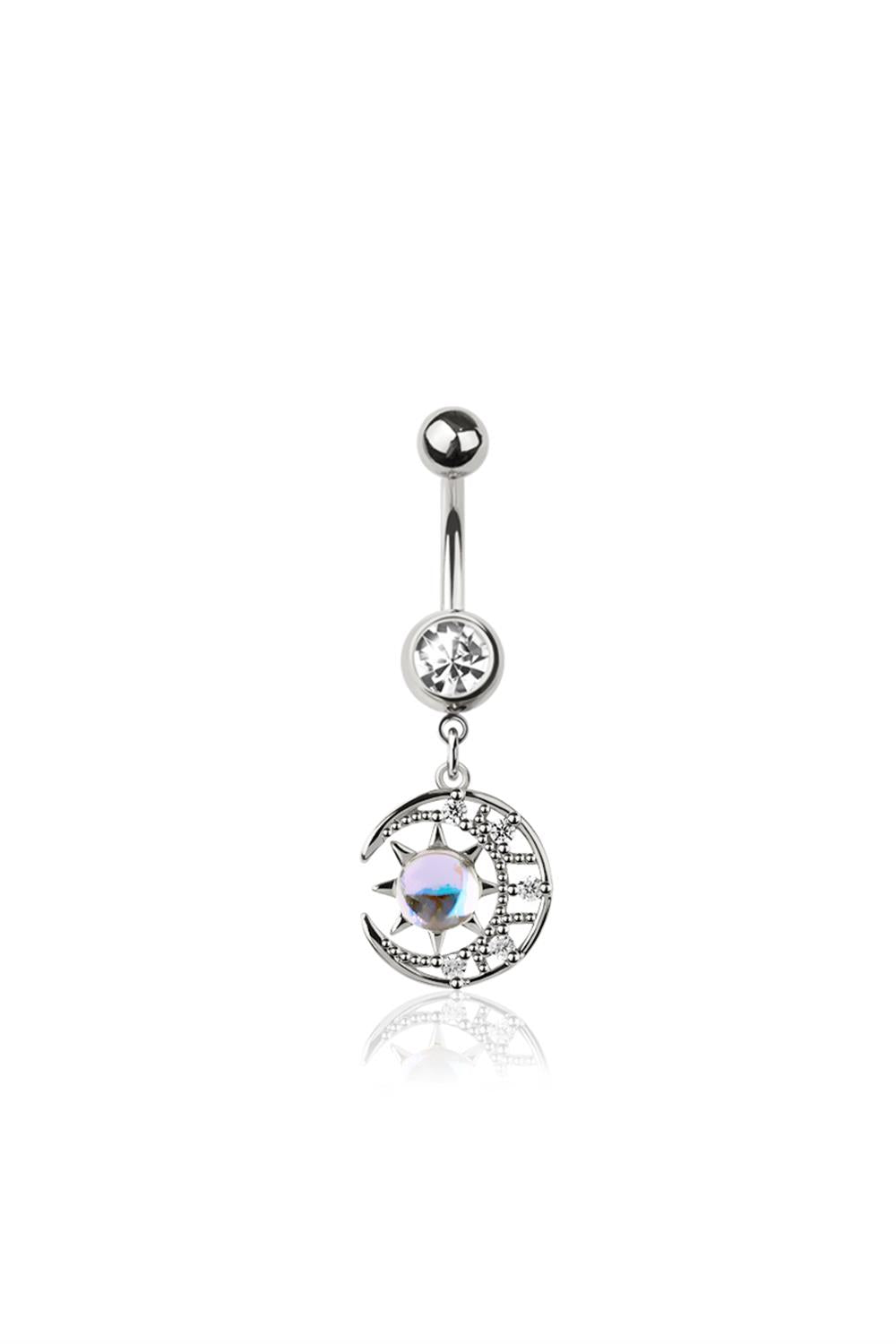 Crescent Moon and Star Navel Dangle 14g