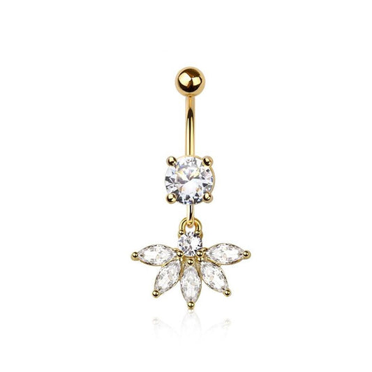 Marquise Flower Shaped Navel Dangle 14g