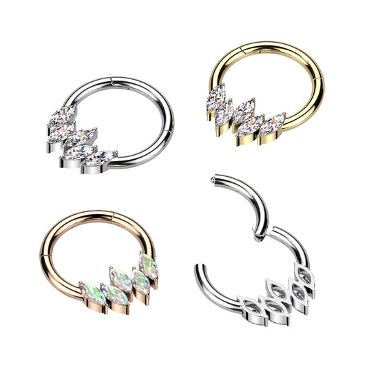 Premium Claw-Set Marquise Crystal Segment Ring 16g