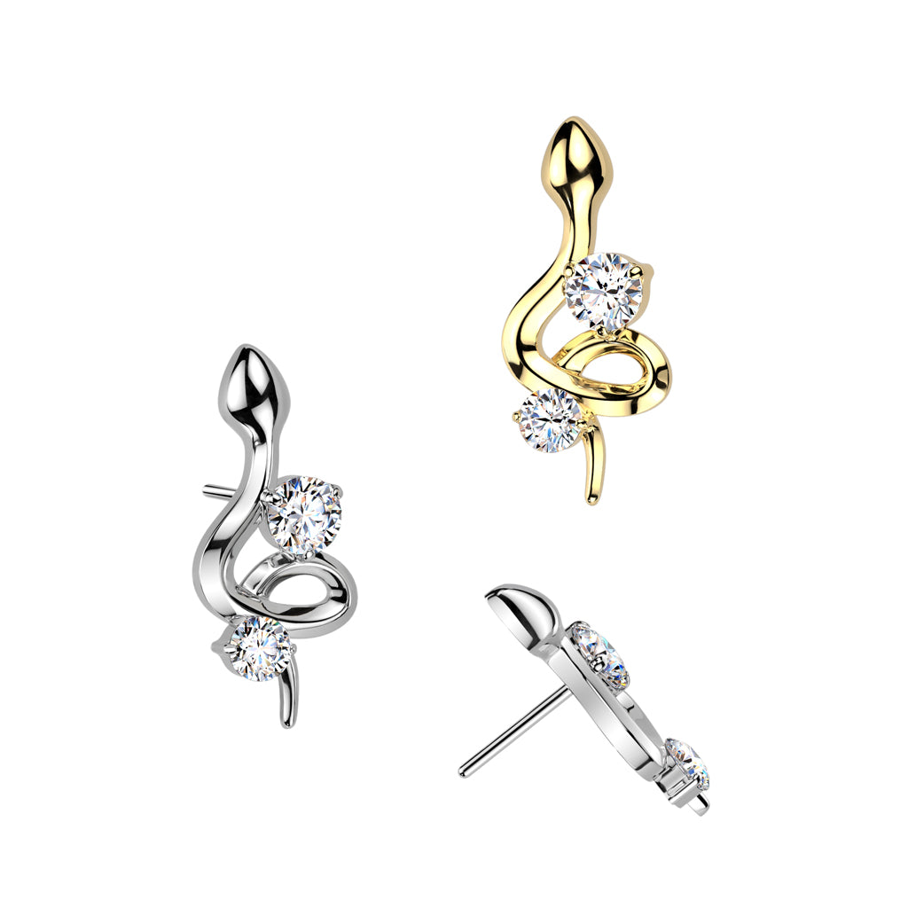 Premium 23 Titanium Wavy Snake Claw-Set Crystal Threadless Top