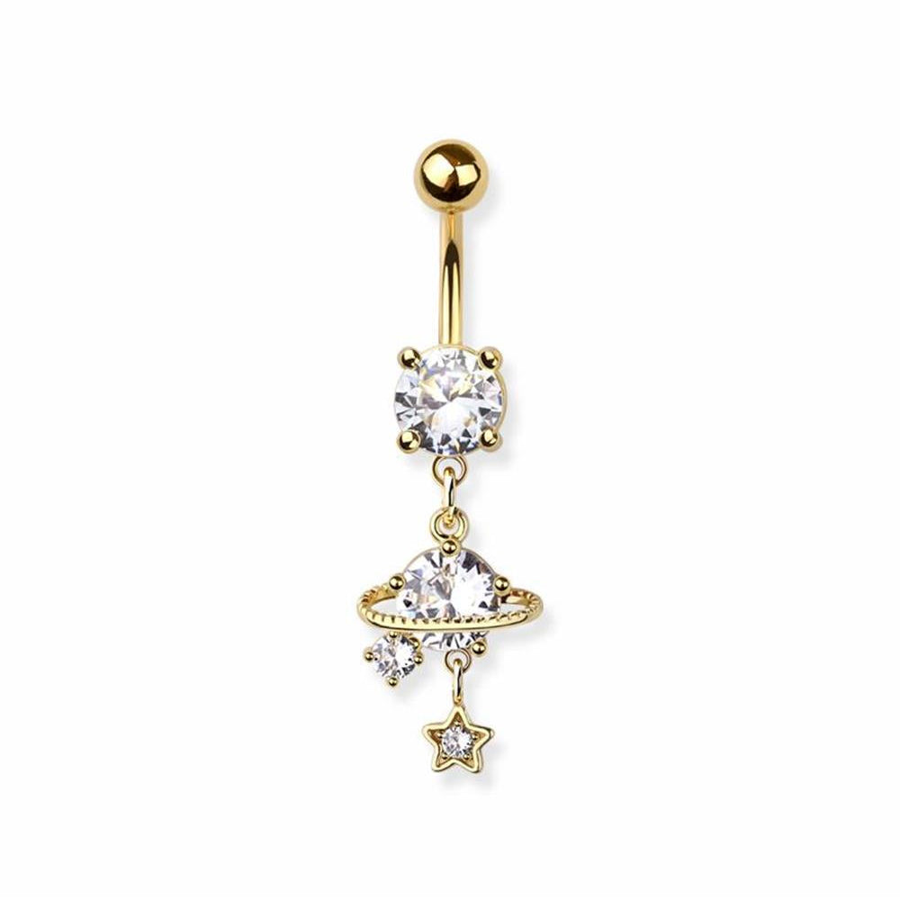 Celestial Claw-Set Crystal Navel Dangle 14g