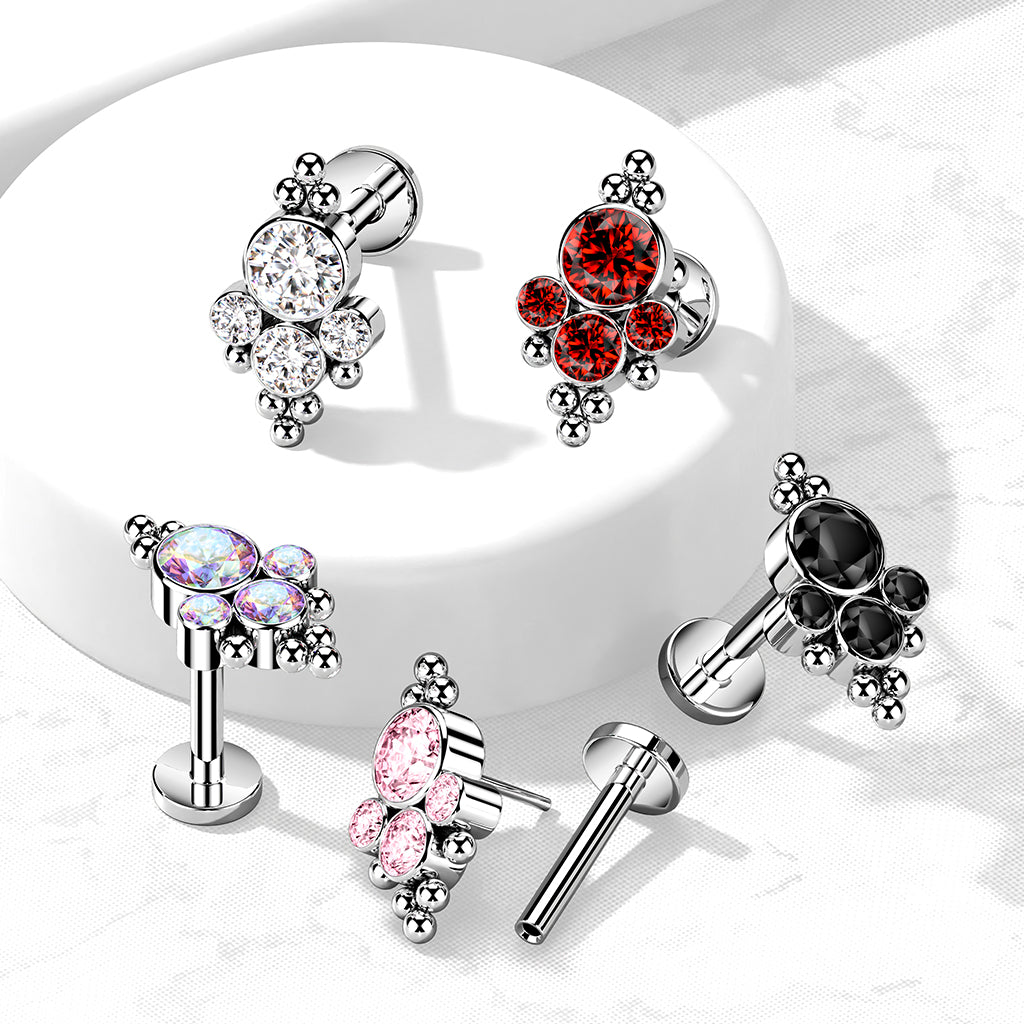 Premium G23 Titanium Crystal Dotwork Threadless Flat Back